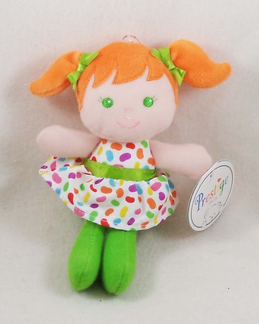 Easter Jelly Bean Girl Baby Doll Rattle Plush in Green from Prestige