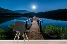 3D Lake Bridge Wallpaper Wall Mural Removable Self-adhesive Sticker 333--JN