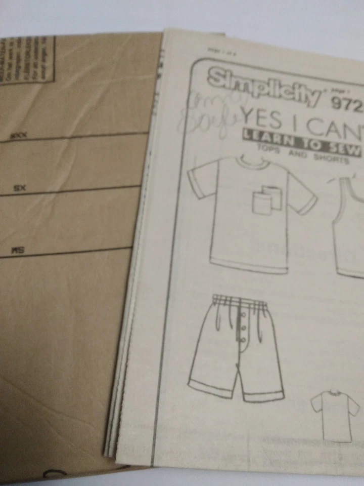Shorts Muscle Tank Top T Shirt XXS XS Simplicity 9720 Sewing Pattern UC Summer - Image 4 of 4