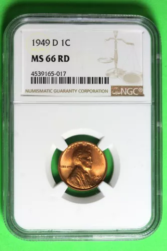 1949 D NGC MS66 RD Lincoln Wheat Cent #B35510