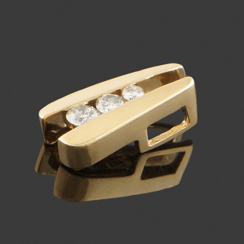 Modernist Solid 14K Gold & .26 CTW Channel Set 3 Diamond Estate Journey Pendant - Picture 5 of 8