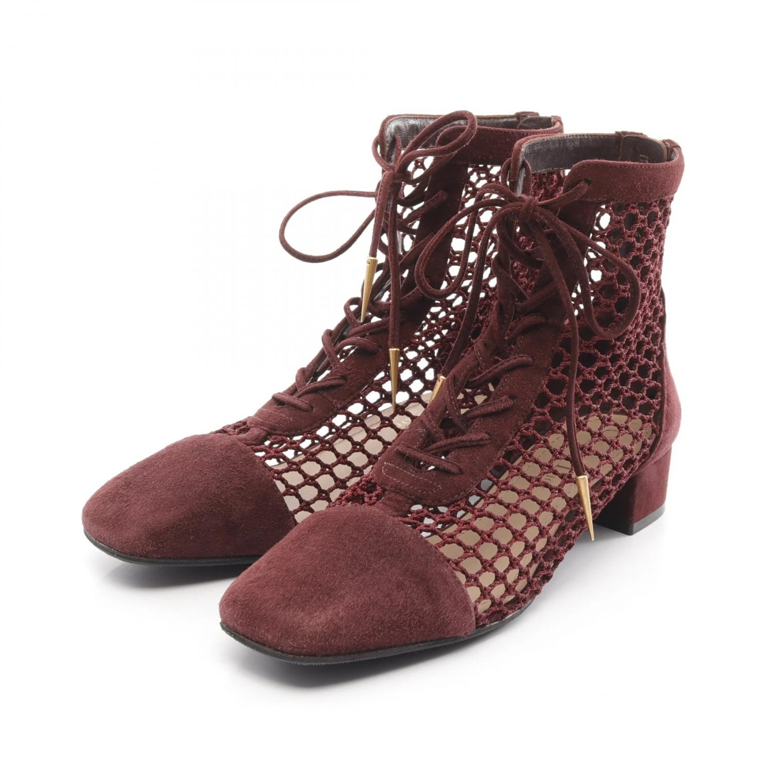 Bottes courtes à lacets Christian Dior NAUGHTILY D #34,5D chaussures daim bordeaux occasion