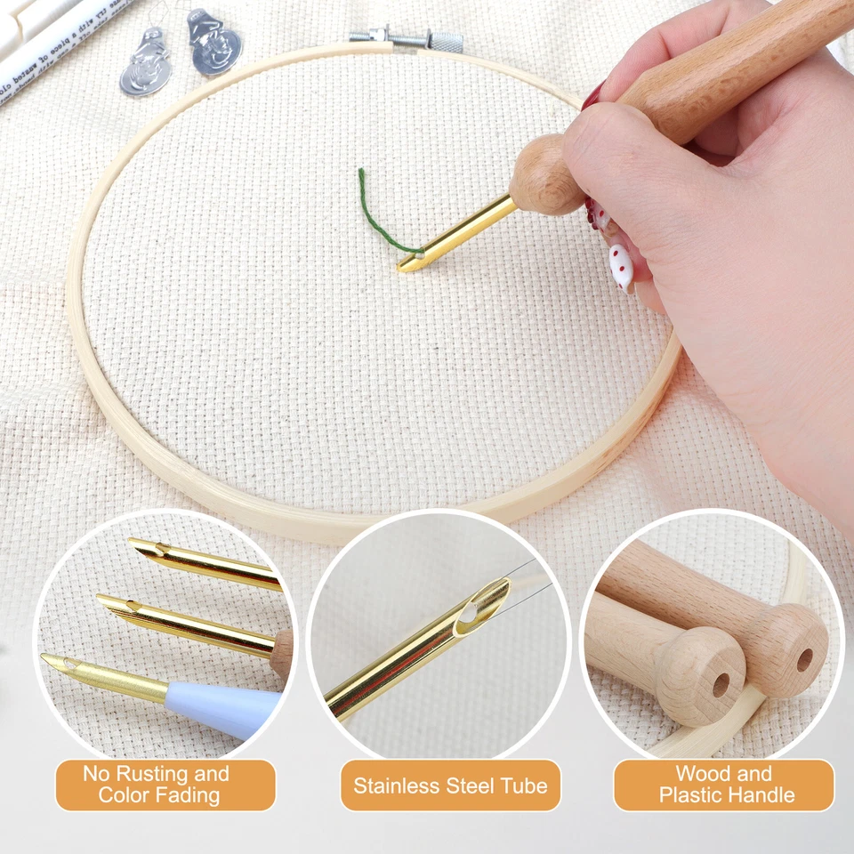 DIY Magic Embroidery Pen Set Punch Needle Stitching Knitting Sewing Craft Tool - Image 3 of 4
