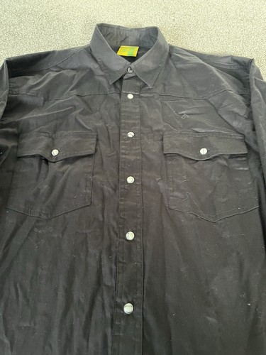 Mens Lemon & Soda Denim Shirt Western Style Snap Buttons Black Size Large - Picture 4 of 7