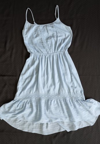 Ella Moss Women's Cotton Light Blue Lined Sundress With Lace Size L - Picture 3 of 8