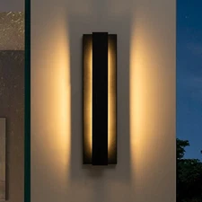 21’’ LED Modern Wall Sconce,Black Outdoor Wall Lights Fixture Long Porch Light