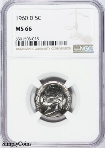 1960-D Jefferson Nickel ~ NGC MS66 ~ GEM BU UNCIRCULATED MQ - Picture 7 of 8