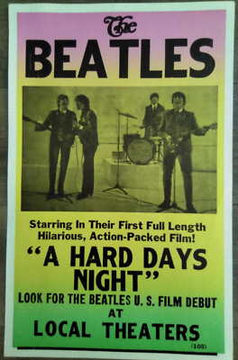 THE BEATLES A HARD DAY'S NIGHT MOVIE POSTER 14x22 WINDOW CARD | eBay