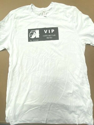 NEW STUDIO 54 T SHIRT DISCO DJ NO. 13110 VIP COMPLIMENTARY DRINKS CLUB MUSIC L