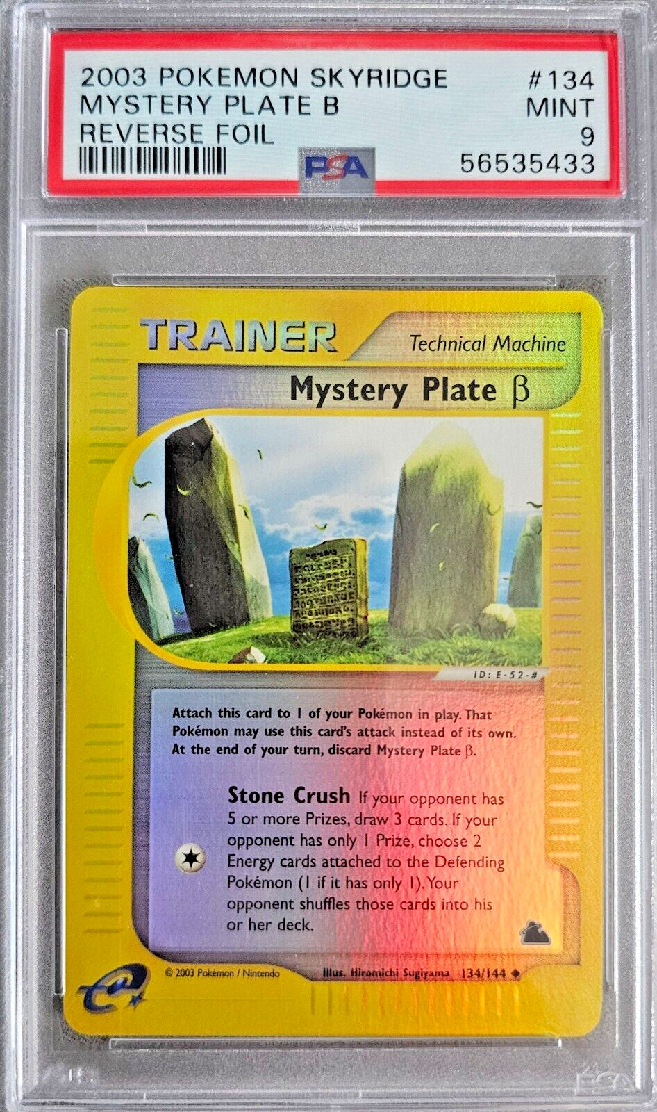 PSA 9 Mystery Plate B Reverse Holo 134/144 Skyridge 2003 Pokemon Card