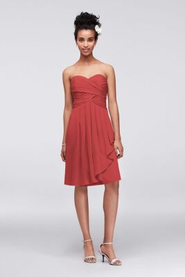 david's bridal short crinkle chiffon dress Davids Bridal Short Crinkle Chiffon Dress size 10 Bridesmaid Ruching F14847