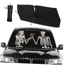 Funny Skull Car Windshield Sun Shade Umbrella 147 75cm,33 11cm Skull 03