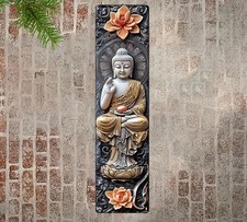 BUDDHA & FLOWER HINDU 2D ZEN METAL WALL ART PLAQUE HOME GARDEN WALL DECORATION