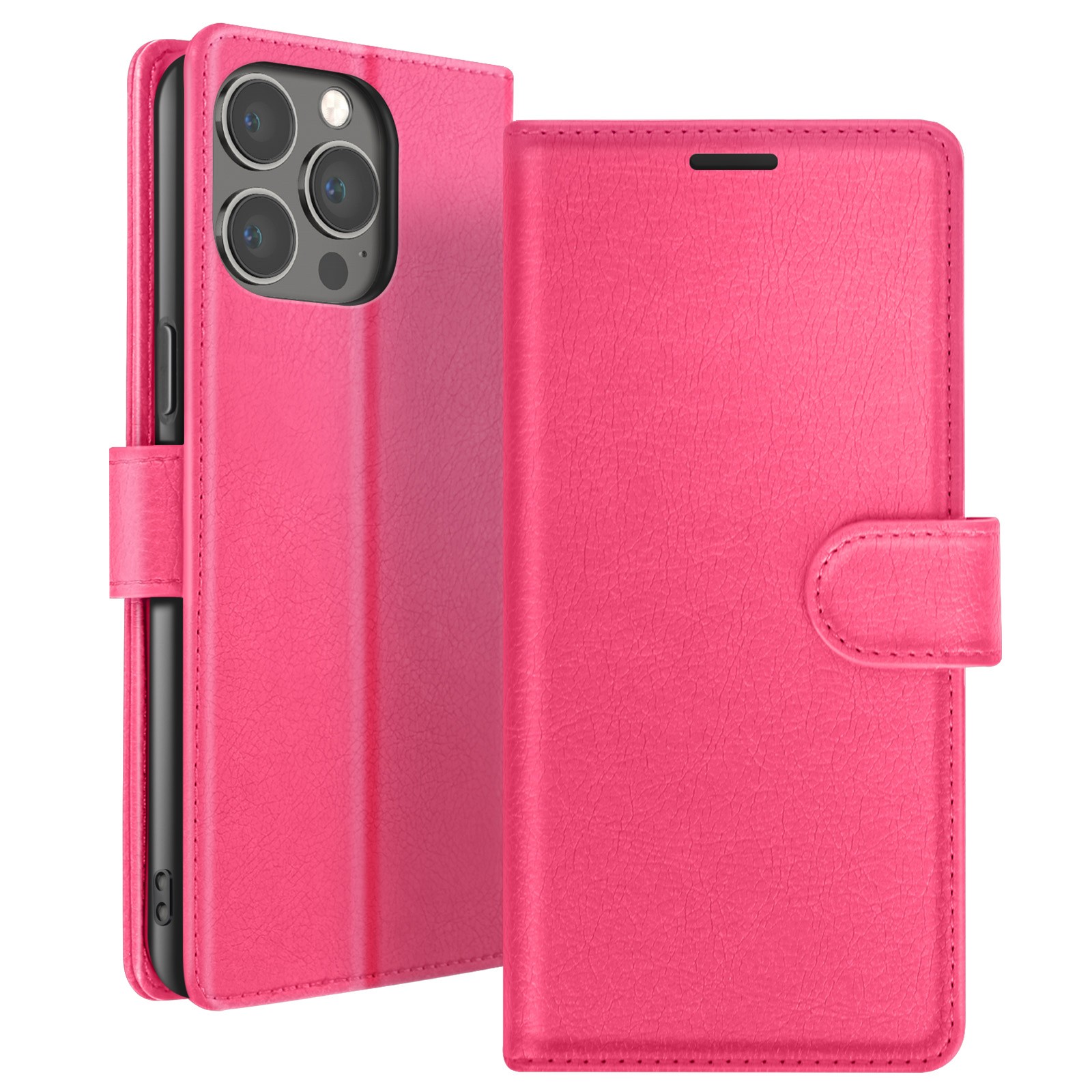 Coque portefeuille iPhone 13 Pro fuchsia pour éviter les chutes et rayures