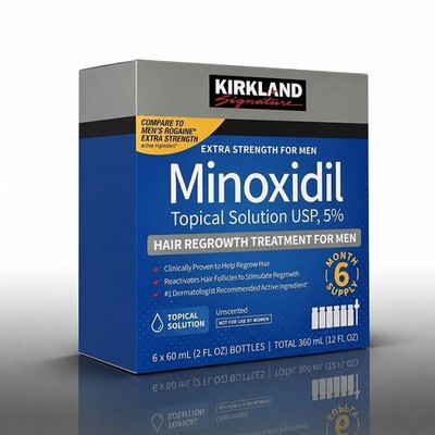 Kirkland Minoxidil 5% Hair Regrowth Treatment for Men 6 Month Supply 6x60mL