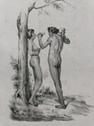 AUSTRALIA WEDDING CEREMONY NEW HOLLAND ENGRAVING 1840 ARAGO TRIP A10