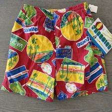 NWT Vintage 80s 90s Colorful Tropical Swim Shorts Little Boys Sz 4 100 Cotton