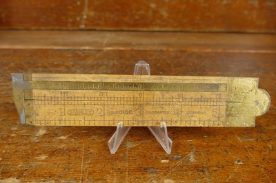 Vintage Stanley No. 36 1/2R Boxwood Folding Rule Brass Caliper