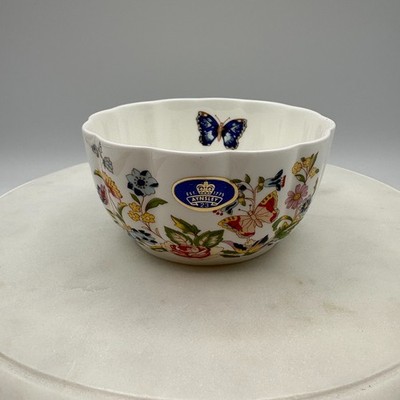 Aynsley Var-i-ete Bowl Fine English Bone China Cottage Garden Butterfly Floral