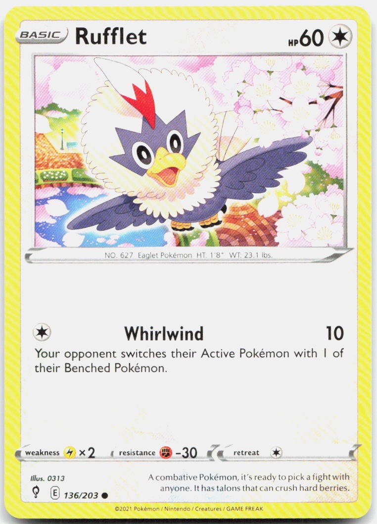 Rufflet 136/203 Common Evolving Skies Pokemon Near Mint