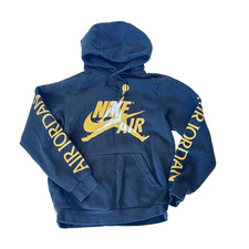 Nike Mens Air Jordan Pullover Hoodie Sweatshirt Jumpman Black Gold Size S