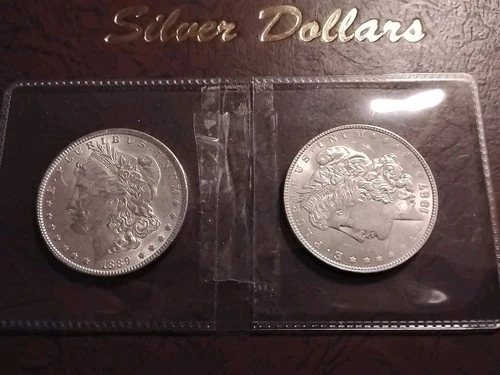 1887p ,1889p Bu Morgan's,2/ 1oz 90% silver coins