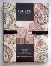 Lauren Ralph Lauren Tablecloth Christmas Holiday Paisley 60 x 104" Cotton New