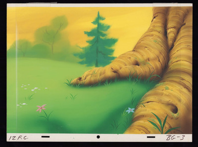 Hand Painted Animation Background #3 w/ Acetate overlay - Winne the Pooh?