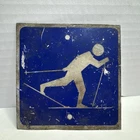 Vintage Nordic Ski Trail Marker  Tin Sign 4”x4”