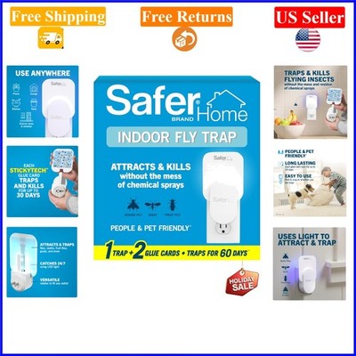 Home Indoor Plug-In Fly Trap SH502 with 2 Glue Cards - White, 400 Sq Ft Cover...