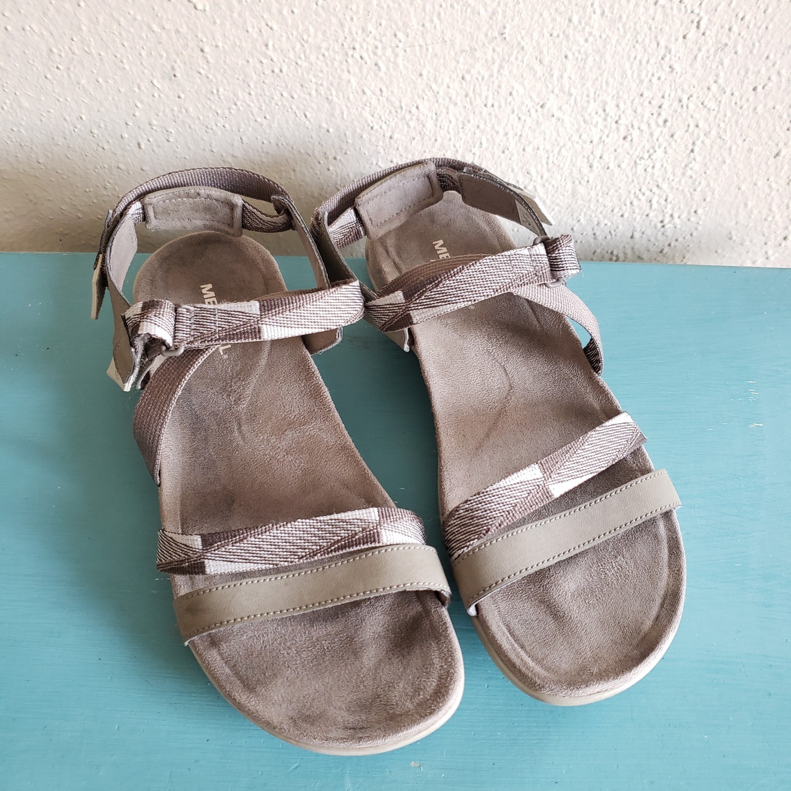 Merrell Sandali Donna 9 Taupe District Mendi Cinturino Posteriore Comodi Sport Passeggio