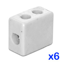 6 x CERAMIC HIGH TEMPERATURE ELECTRICAL CONNECTOR BLOCKS 1 POLE 4mm 32A