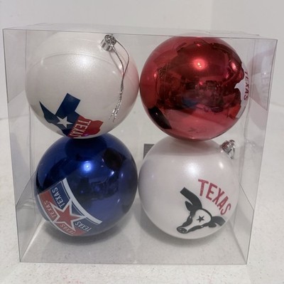 TEXAS ESSENTIALS BALL Ornaments 4pc, 4'' 2025 NEW