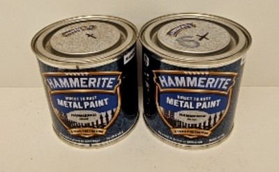 Hammerite gehämmerte Metallfarbe silbergrau 250 ml direkt auf Rost x 2 Dosen m