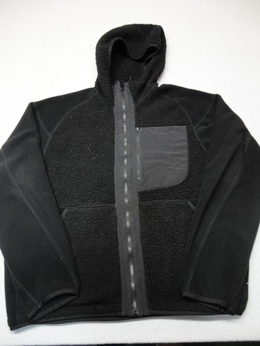Uniqlo Jacket Mens Medium Black Fleece Hooded Full Zip White Mountaineering