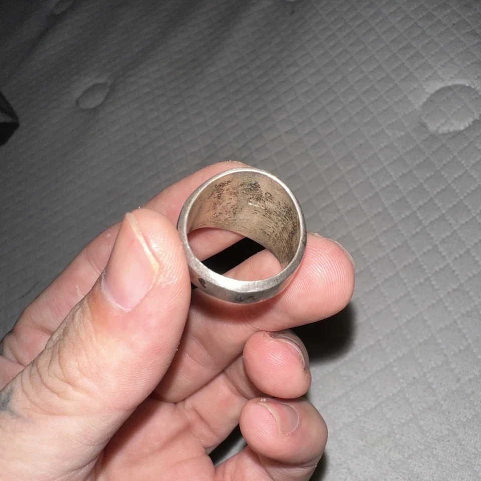 RARO ANILLO VINTAGE DE PLATA ESTERLINA DE LOS 80 NIKE SWOOSH ONYX PARA HOMBRE TALLA 13,5 Foto 3 de 4