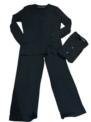 De Sentino Passeport 3 Piece Travel Set. Cardigan, Top, Wide Leg Pants Sz S