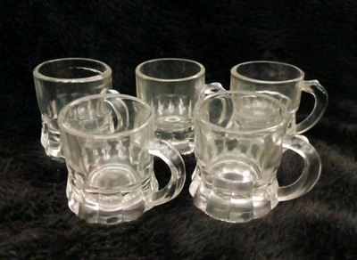 Set Of 5 Root beer Mug Mini Shot Glass 2'' Tall Mini Beer Mugs Clear 