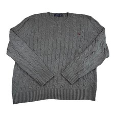 Polo Ralph Lauren Cable Knit Sweater Men  s Size 2XL Grey Pullover Preppy