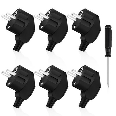 Schuko Stecker Winkelstecker 250V/16A für Haushaltsgeräte 6 Stück Schwarz