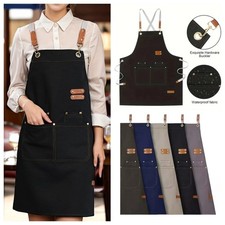 HEAVY DUTY Canvas Kitchen Chef Cooking Apron Cross-Back Adjustable Bib Work BBQ