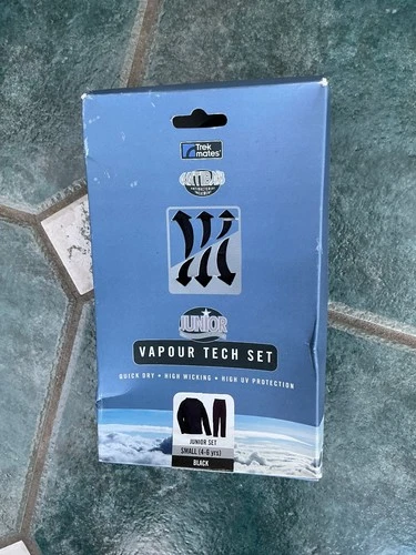 trek mates black junior vapour tech set small 4/6 years top bottoms new