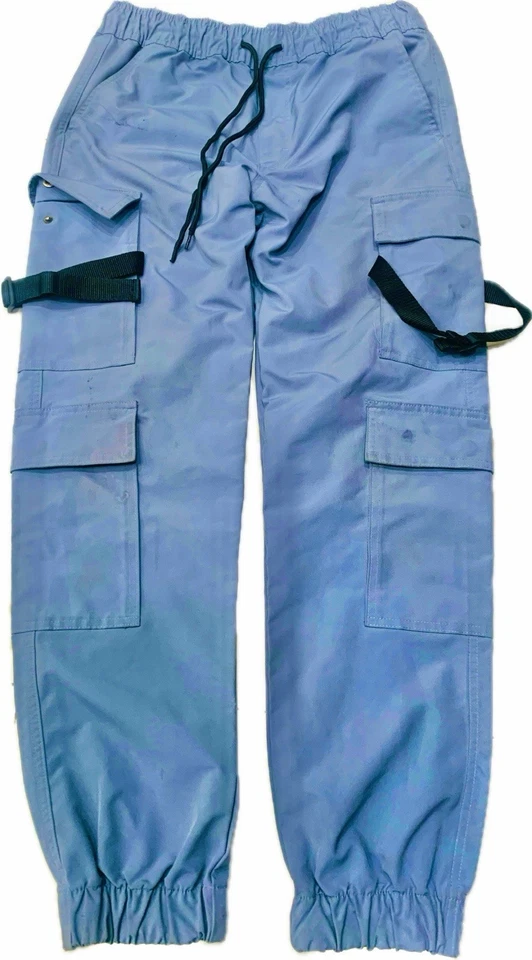 Pantalones cargo Rue21 azul claro - ropa de calle de varios bolsillos (talla pequeña) Foto 3 de 4