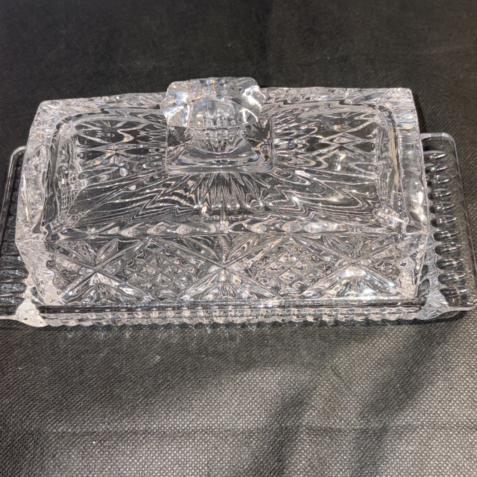 Vintage LG Cut Glass Butter Dish with Lid – Elegant & Functional