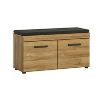 Garderobenbank Schuhbank Sitzbank 2 TüRen Grandson Eiche Dekor Mdf 93 X 38 Cm