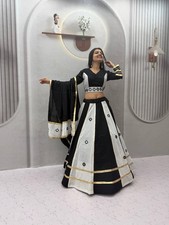 Women's Roman Silk Lehenga Choli Set Real Mirror Work Indian Garba Navratri
