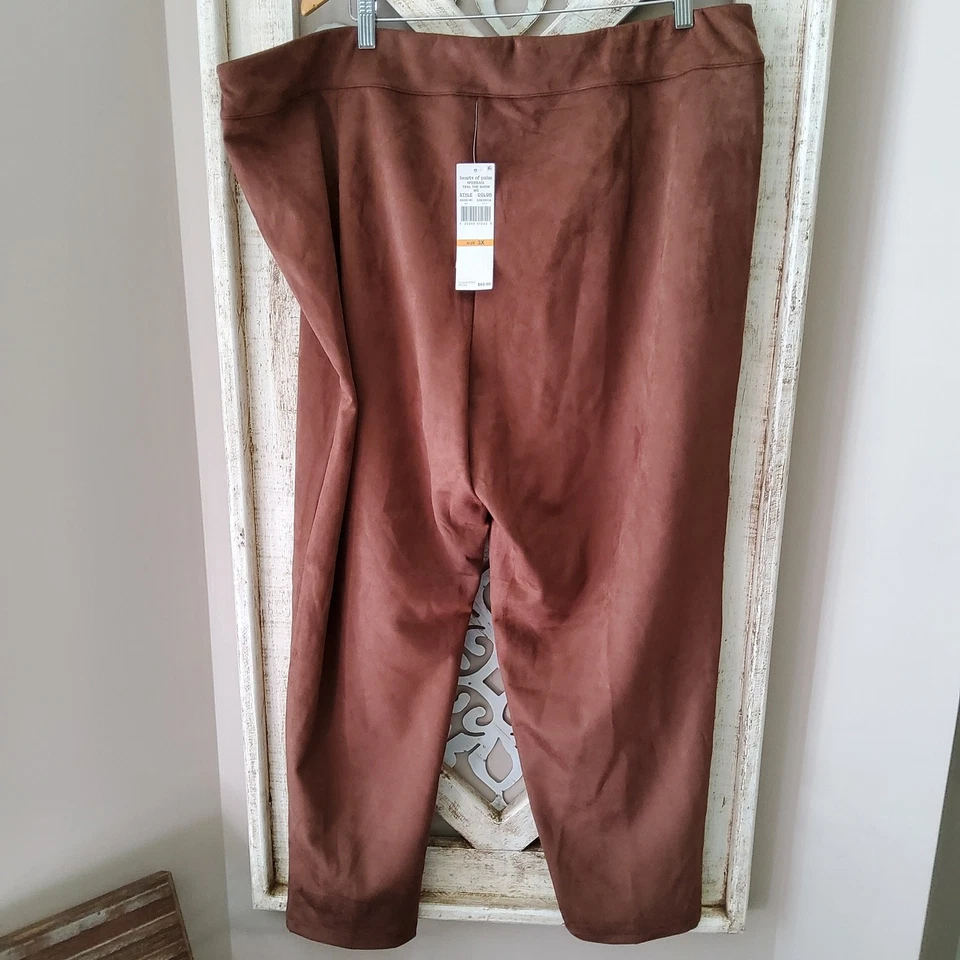 Pantalones elásticos de gamuza sintética Hearts of Palm Plus verde azulado the Show n marrón cacao Foto 4 de 4