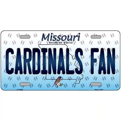 Cardinals Novelty Metal License Plate | Fan & Missouri State Designs | 5 Sizes - Image 1 of 4