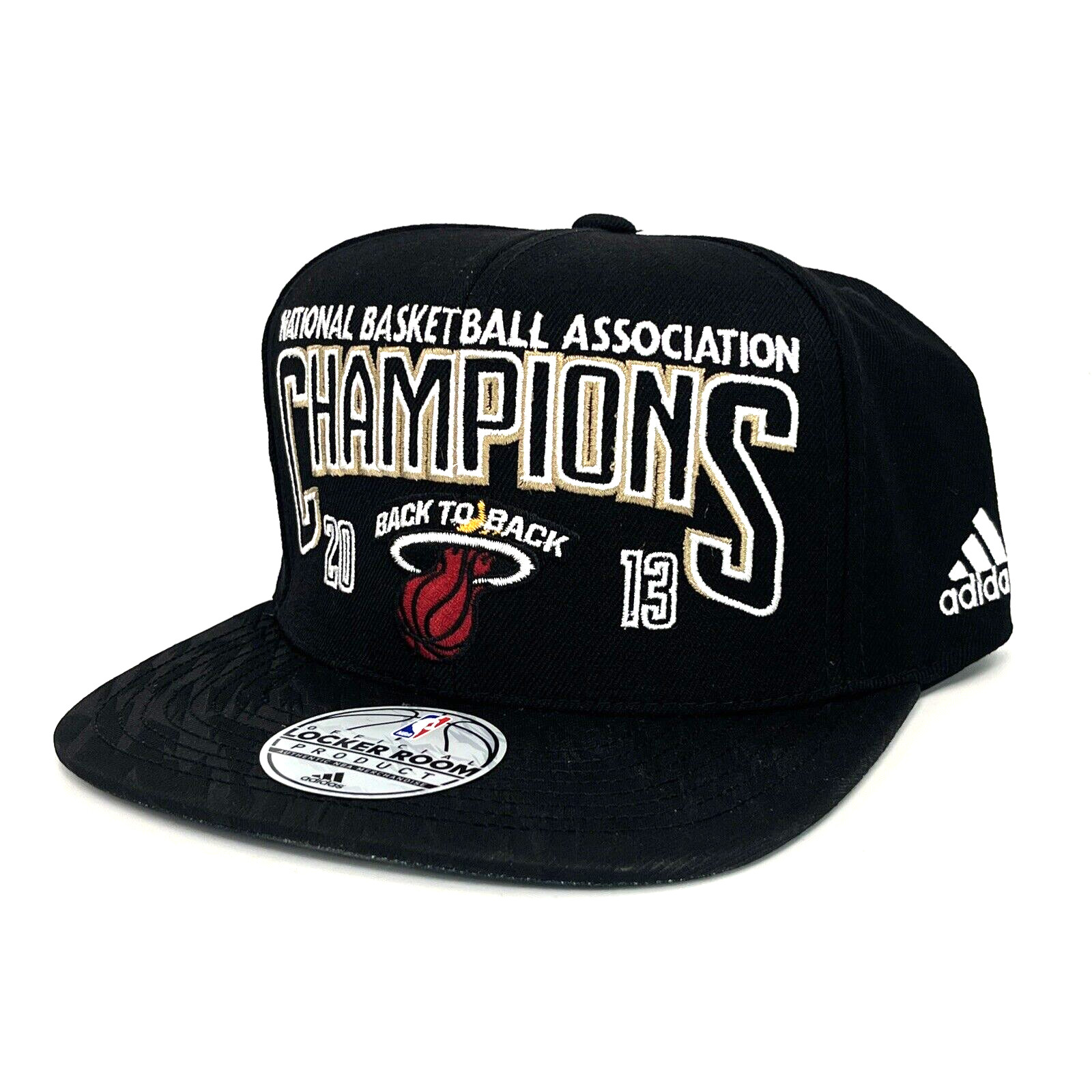 Miami heat hat 2013 nba championship team locker room product black lebron james