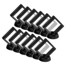 12 Pcs 3D Floating Display Case, 2.76 x 2.76 x 0.8 Inch Display Holder, Black